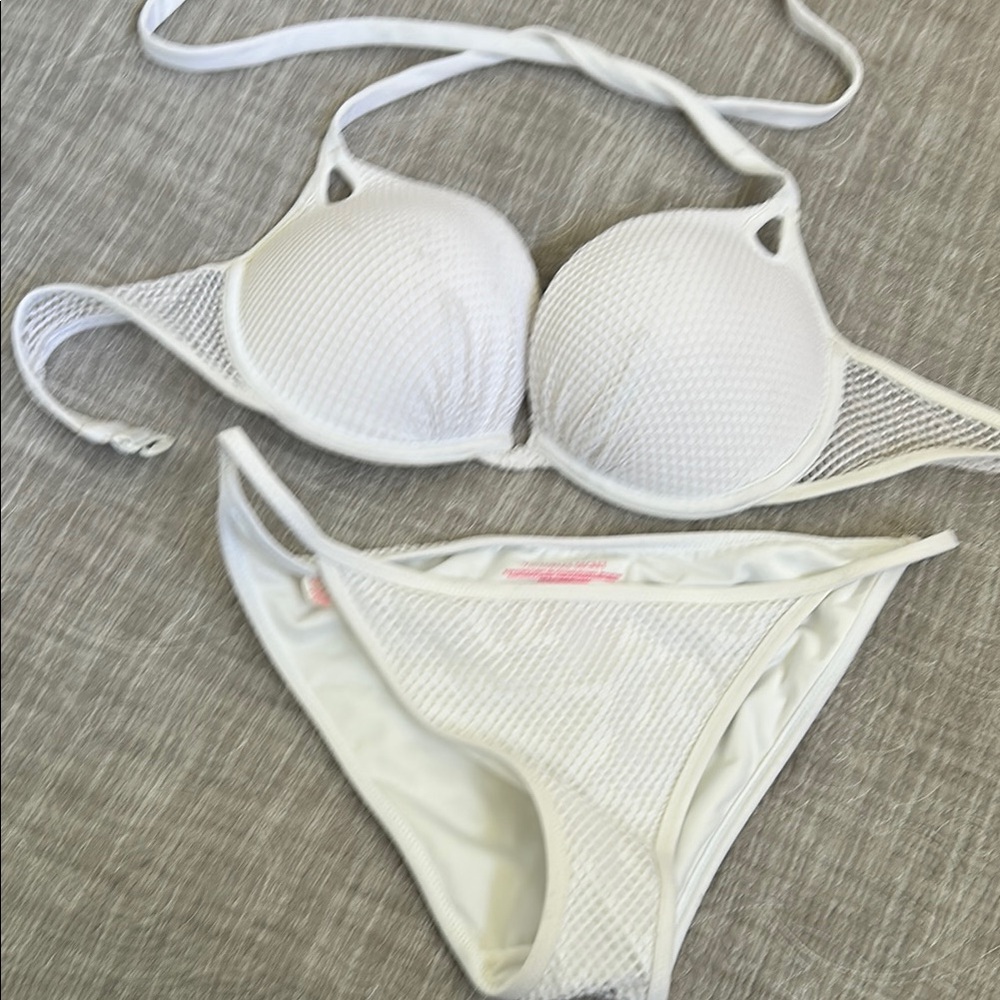 White Mesh Bikini Set